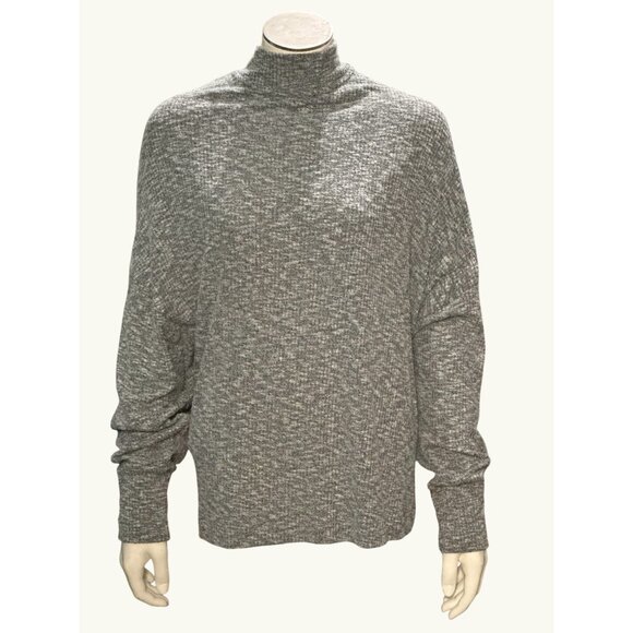 CCC Slash Neck Cut Out Back Gray Open Turtleneck Sweater Large Made In USA - Picture 1 of 8